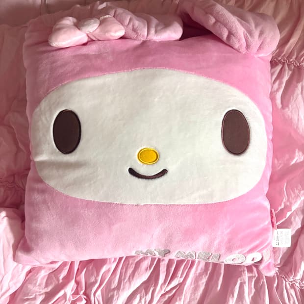 히메갸루 방꾸템 고전 마이멜로디 정사각 리본 쿠션