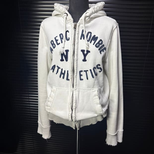 아베크롬비 정품 화이트 흰색 스웻 후드 집업 빈티지 갸루 로리걸 S 90