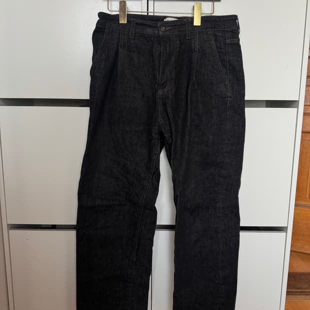 비슬로우 원턱 셀비지 데님 블랙 32