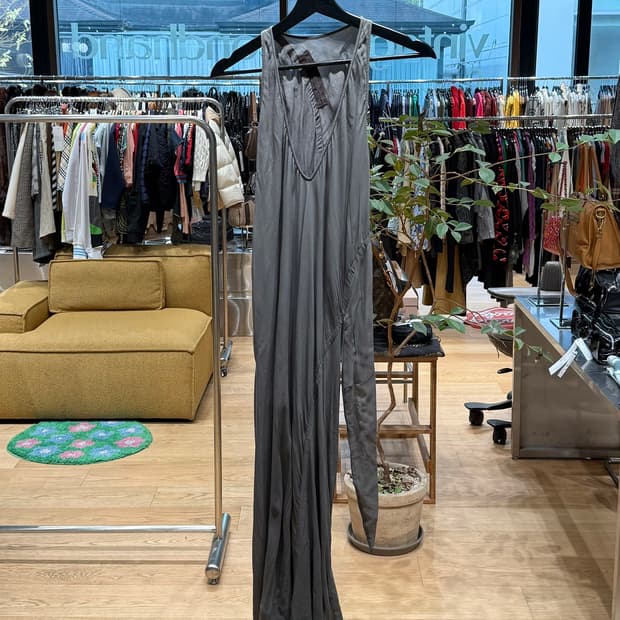 릭 오웬스 fw09 차콜 린넨 슬리브리스 원피스 