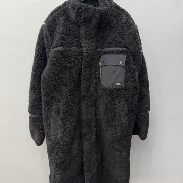 정품) 내셔널지오그래픽 검정 오버핏 뽀글이 플리스 M