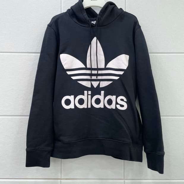 아디다스 로고 후드티 블랙 [L]