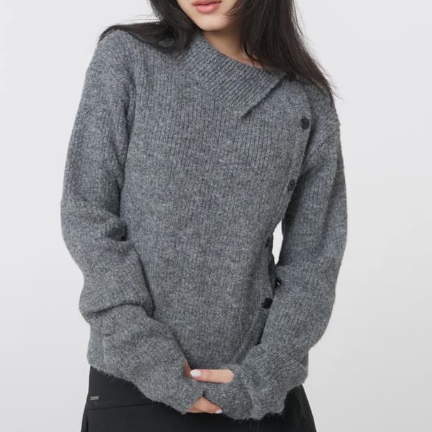 미세키서울 사이드버튼 니트 그레이 