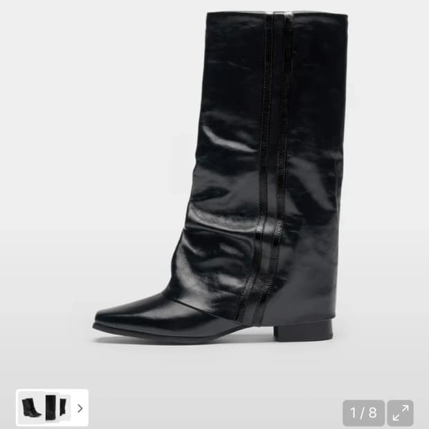 (새상품) 루즈슬립오버 허그카우레더 롱부츠 255 블랙