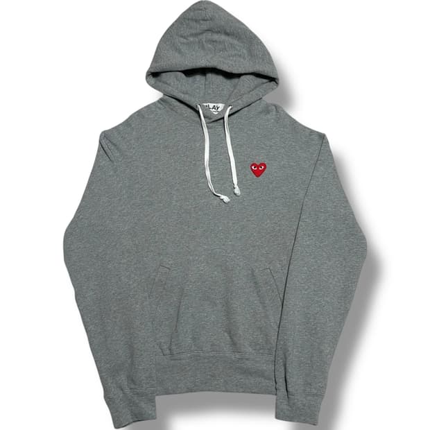 PLAY COMME DES GARCONS 레드와펜 그레이 후드티