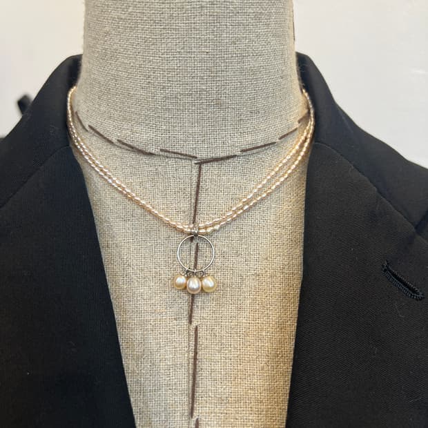 925실버 펜던트 링 밥풀 진주 목걸이