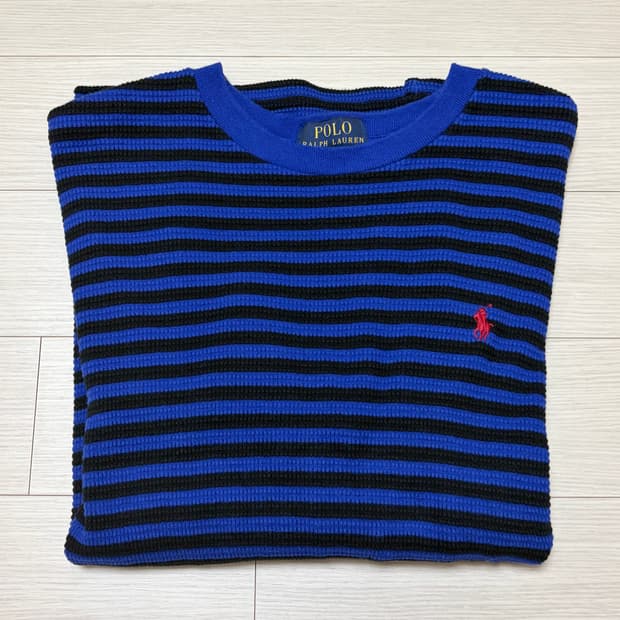 폴로 스트라이프 와플 티셔츠