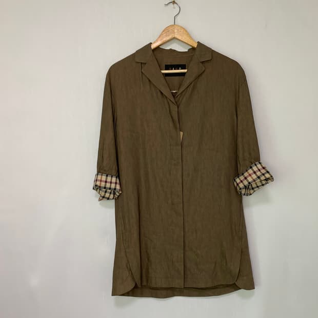 닥스 빈티지 체크 안감 하프 린넨 코트 7부 여름 여성 자켓