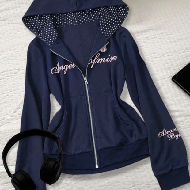 미사용 | y2k 캐주얼 슬림핏 네이비 후드집업 S