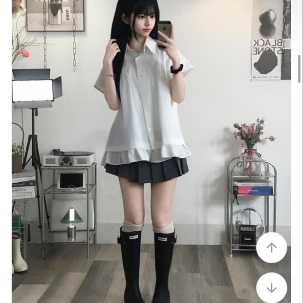프릴 반팔 셔츠