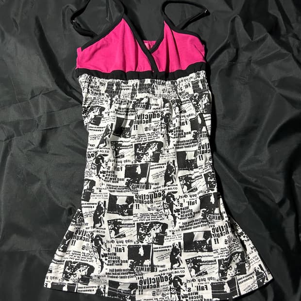 pink&plack gal y2k sleeveless dress