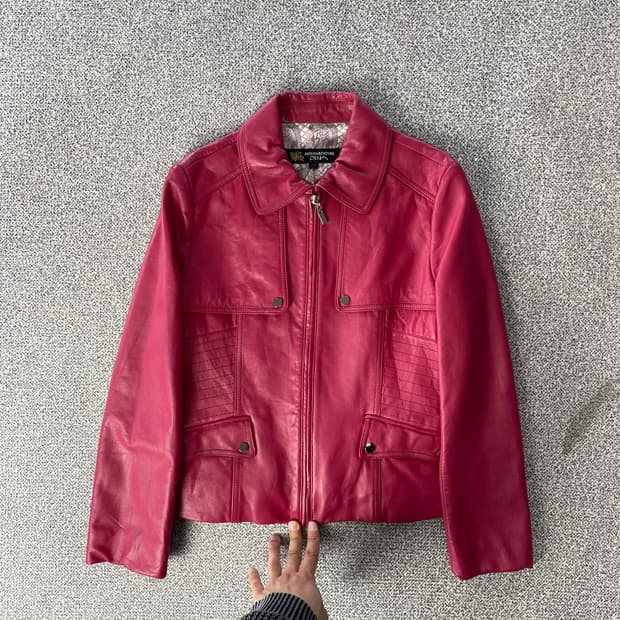 핑크 레더 자켓