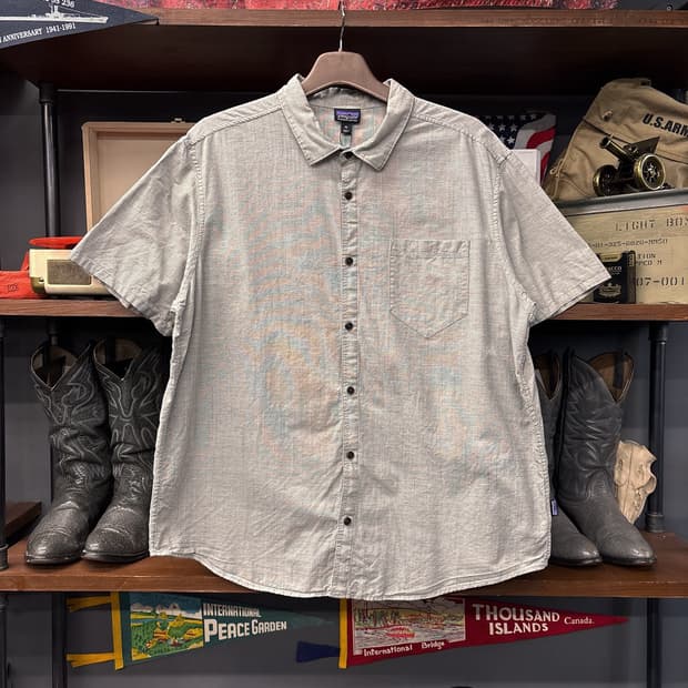 파타고니아 오가닉코튼 캐주얼 마이크로 체크 코튼 린넨셔츠 N1022