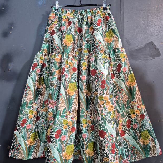 플라워 패턴 롱 스커트 55 66 77