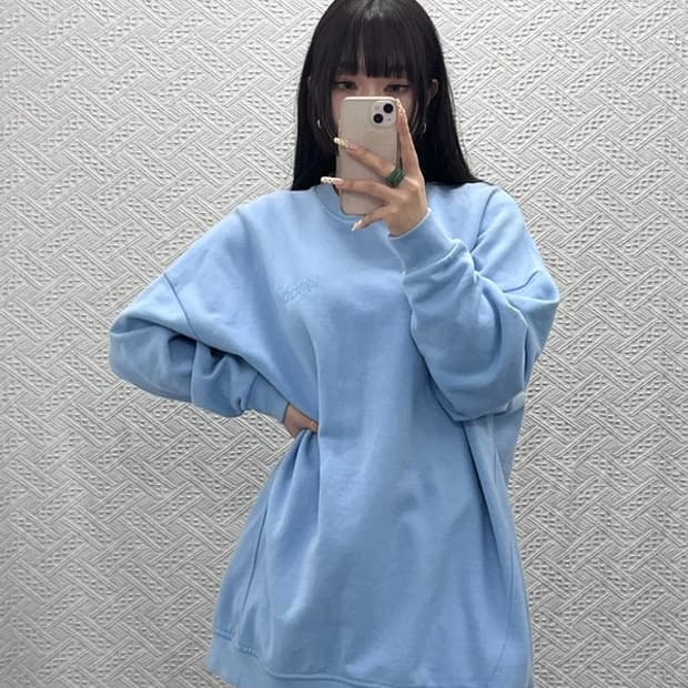 가니 빈티지 빅사이즈 파스텔 블루 약기모 맨투맨 S/M C09956