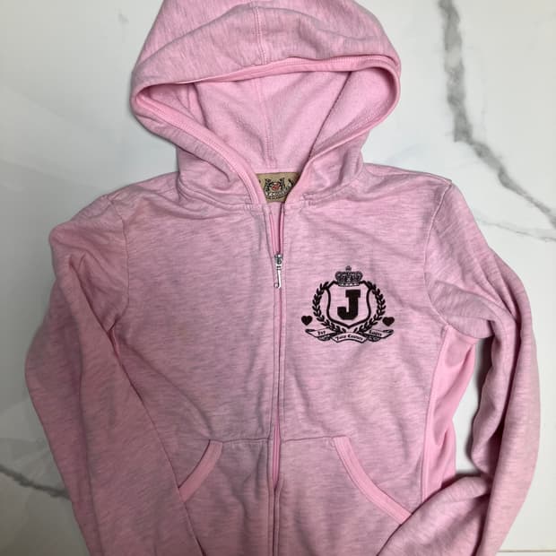 Y2K 쥬시 꾸뛰르 (초 희귀) 코튼 후드 집업 핑크 패리스힐튼 착용