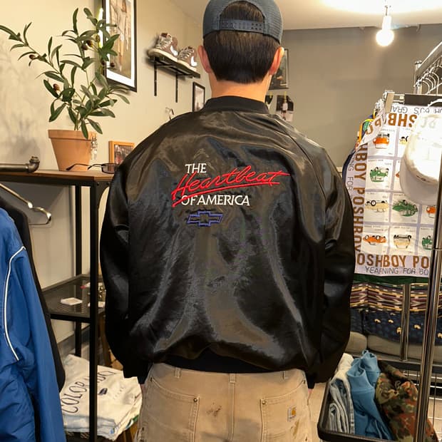 90’s Chevrolet logo satin bomber jakcet