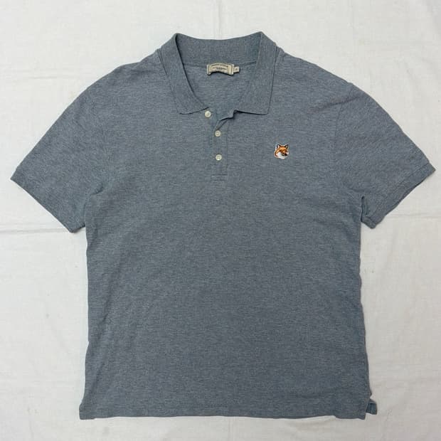 메종키츠네 폭스로고 반팔 카라티 그레이