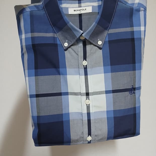 Beanpole 빈폴 반팔 체크 셔츠 남방 블루