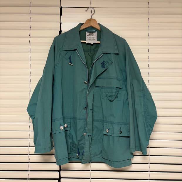 70s 케닝턴 Kennington 선페이드 코튼 라이더 헌팅 자켓 그린