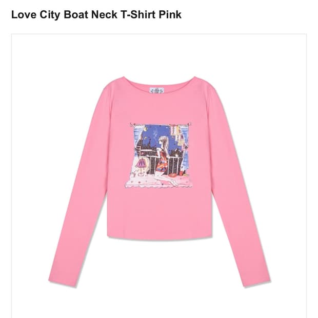 MOMENTEL 핑크 Love City 티셔츠