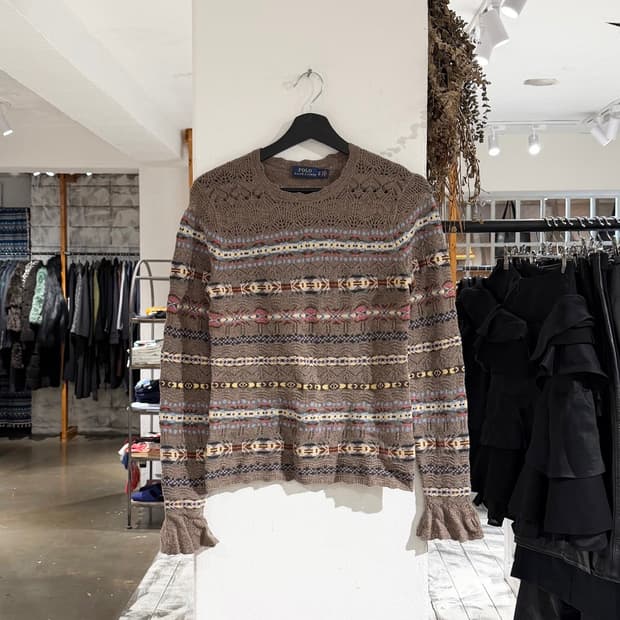 폴로 랄프로렌 브라운 페어 아일 크루넥 스웨터