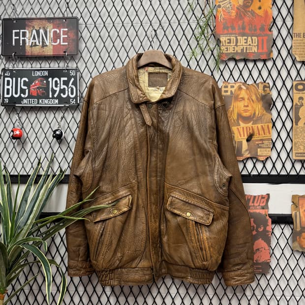 JPN VINTAGE 클래식 헌팅 양가죽 자켓 쉐도우 포켓 디테일 브라운