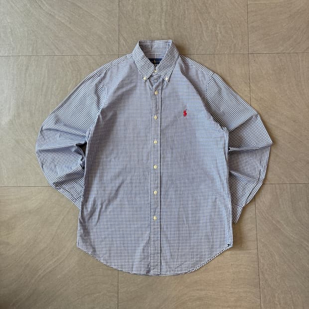 폴로 정품 블루 클래식포니 포플린 체크 셔츠