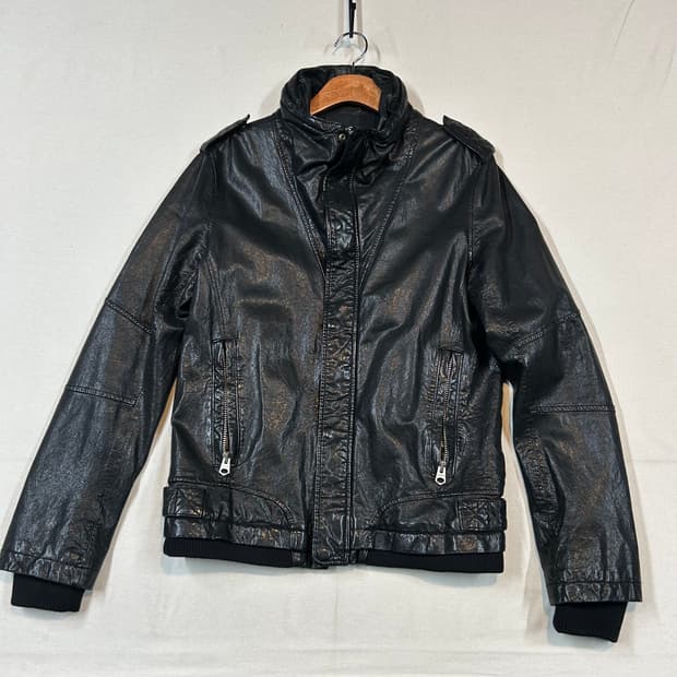 L) 앤듀 리얼 양가죽 하이넥 블루종 라이더 자켓