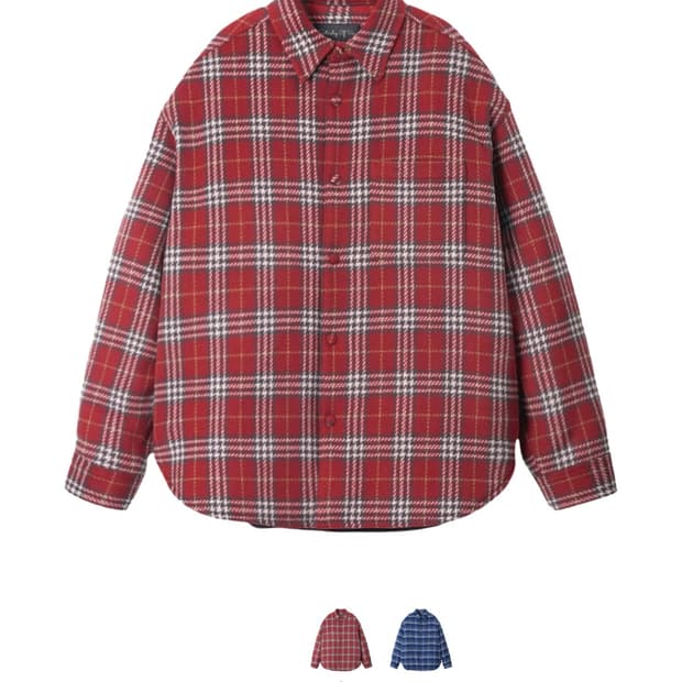 (L) stu 패디드 체크셔츠 레드