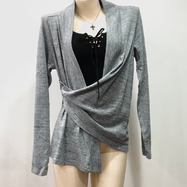 archive  style open gray cardigan