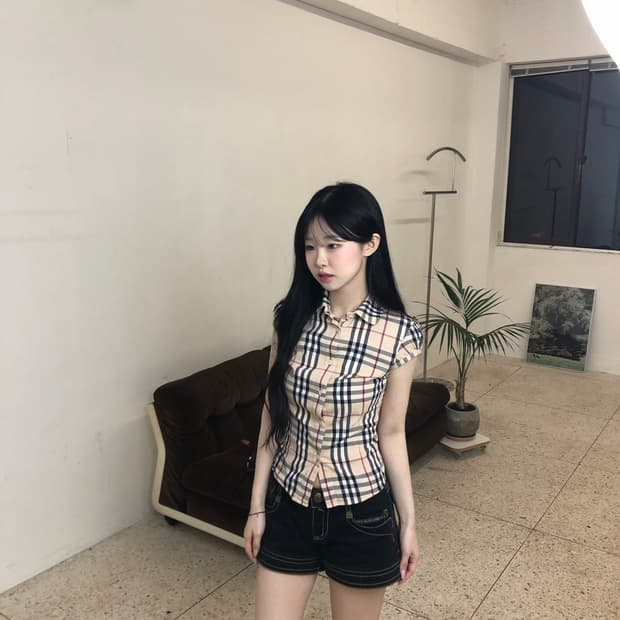(정품)버버리 런던 노바체크 퍼프 반팔셔츠