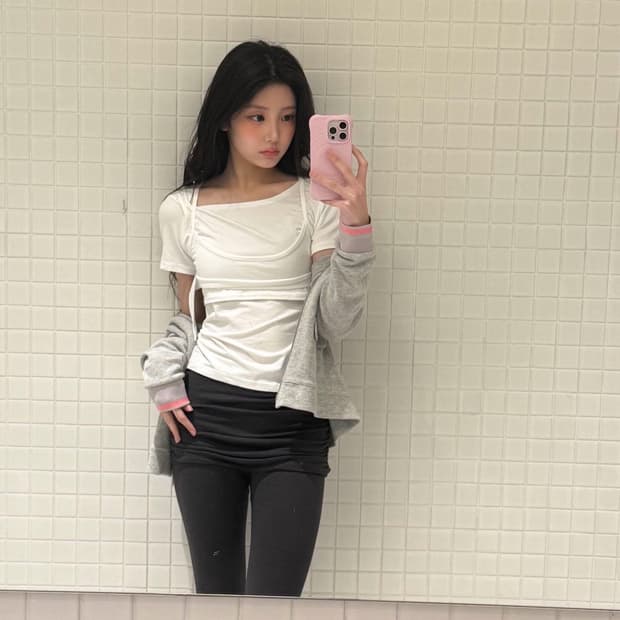 아일릿 원희 레이어드티 카프리레깅스 세트