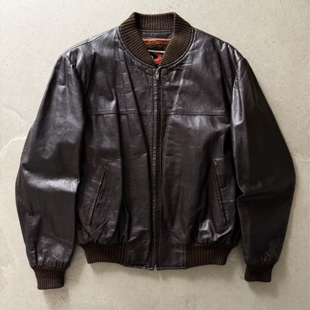 70s Oceania Spain Leather bomber Jacket