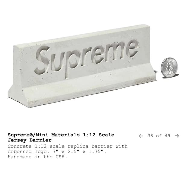 (구매)슈프림 미니 머티리얼 저지 배리어 그레이 돌땡이 핑거보드벽돌(구매
