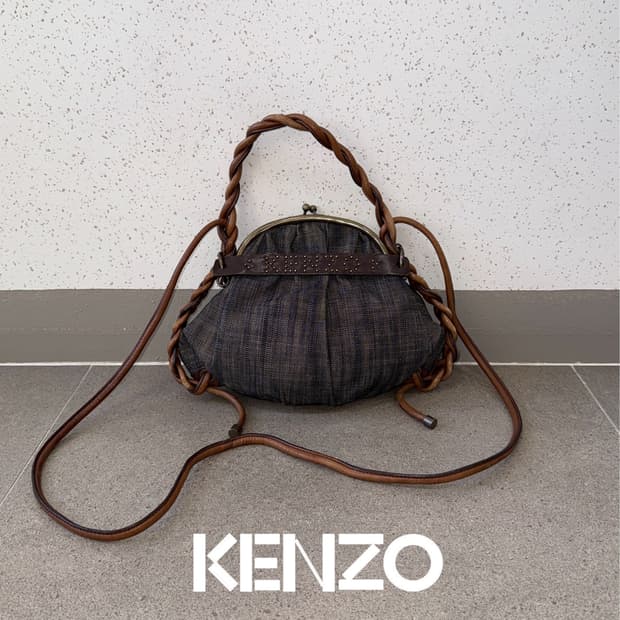 KENZO denim braided handle kiss lock bag