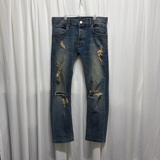 발망 아카이브 디스트로이드 워싱 슬림 데님