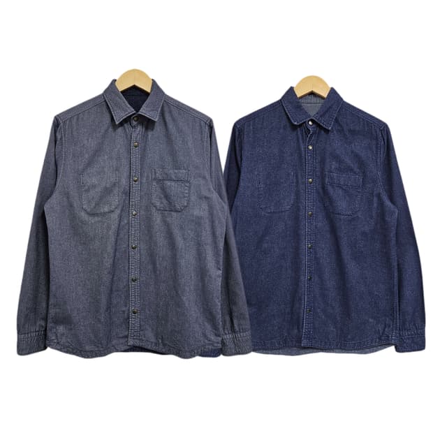 100-105 시리즈 양면 데님 샴브레이 워크셔츠