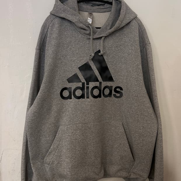 아디다스 그레이 빅로고 후드티 2XL