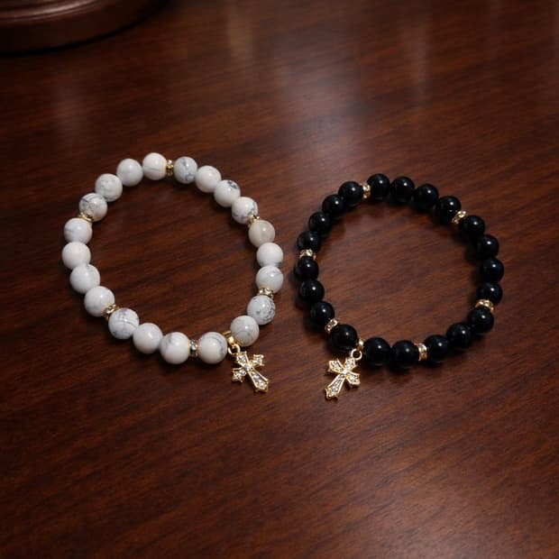 Cross 천연석 팔찌