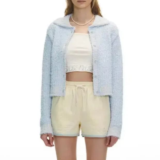 그로브스토어 니트가디건 랜디스 소라 하늘 스카이블루 스웨터 라이트 크림