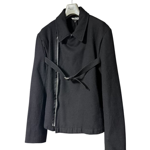 꼼데가르송 블랙 울 본디지 라이더 자켓