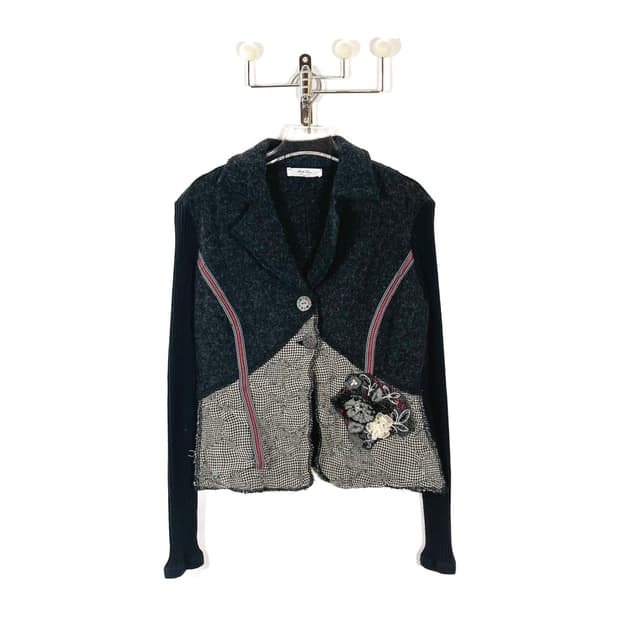 빈티지 이탈리안 플라워 코사지 울 재킷