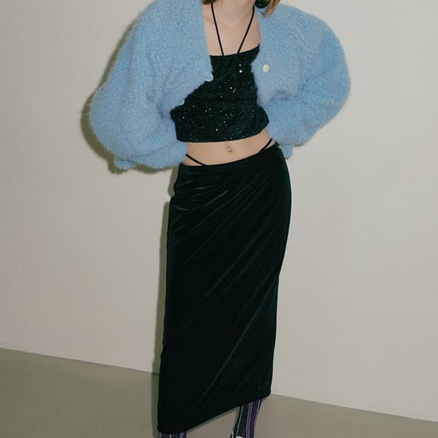 오버듀플레어 LINK VELVET SKIRT_BLACK 