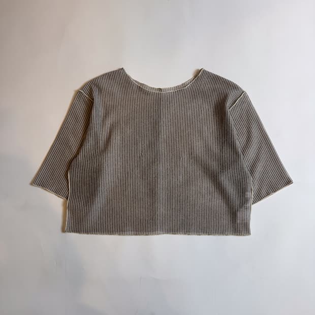 Beige gray Ribbed Crop Top 