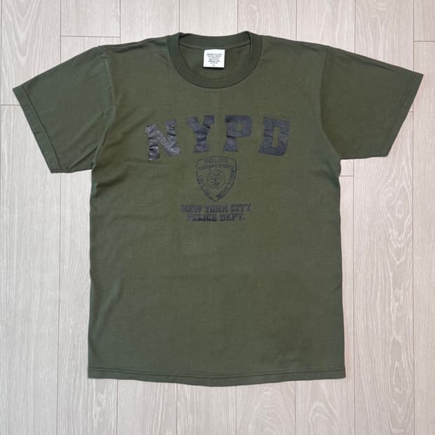 NYPD 밀리터리 반팔 티셔츠 올리브 카키 L