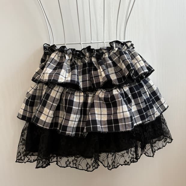  checkered lace cancan skirt 