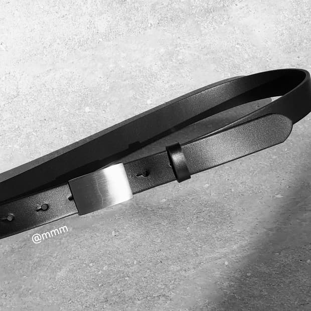 [Unisex] 스퀘어 실드 버클 가죽 벨트