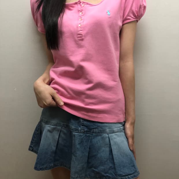 빈티지 폴로 핑크 티셔츠
