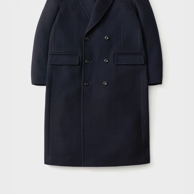 [새상품] 포터리 캐시미어 멜톤 울 더블 브레스티드 코트 다크네이비 2